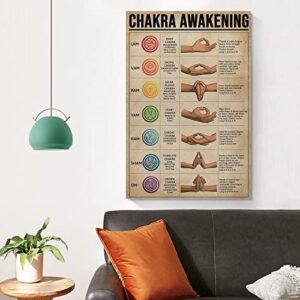 MMNB Retro Yoga Poster Chakra Awakening Knowledge Decorative Painting Canvas Wall Posters and Art Picture Print