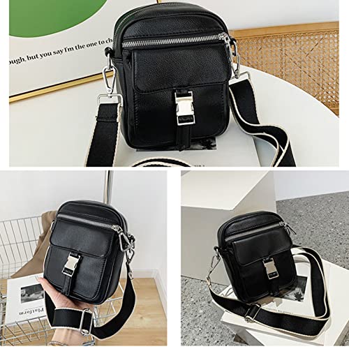 Crossbody Bags for Women Small Shoulder Handbags Soft PU Leather Cross Body Purse Casual Crossover Phone Messenger Bags(Quilted Crossbody Bags for Black)