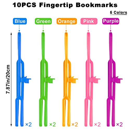 10Pcs Silicone Finger Point Bookmarks HMIEPRS Cute Elastic Fingertip Bookmarks Office School Supplies Ideal Gift for Women Girls Children at Christmas Thanksgiving New Year Birthday