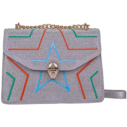 Nhicdns Rhinestone Crossbody Evening Bag for Women Glitter Clutch Purses Wedding Party Top Handle Satchel Bag Silver