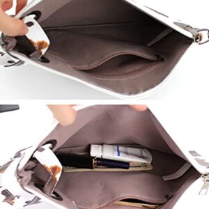 Mily Oversized Clutch Bag Purse Envelop Clutch Chain Tote Shoulder Bag Handbag Foldover Pouch (6217+Cow)