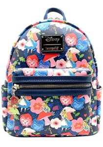 loungefly x lasr exclusive disney alice in wonderland golden afternoon aop mini backpack – fashion cute purses backpacks