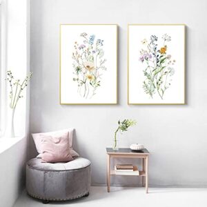 Floral Prints Wall Art Wildflower Nursery Decor Watercolor Poster Flower Picture Wildflower Wall Art Floral Canvas Flowers Market Poster Wildflower Art Studio Vintage Botanical Wall Art 16x24 Inchx2 Unframed