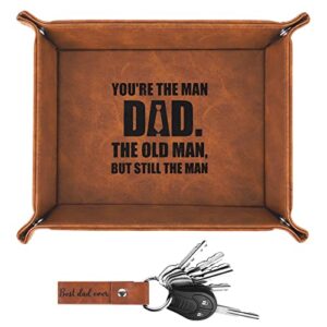 birthday gifts for dad from daughter son kids, father’s day gifts from daughter son unique gifts set for dad stepdad husband men,pu leather valet tray