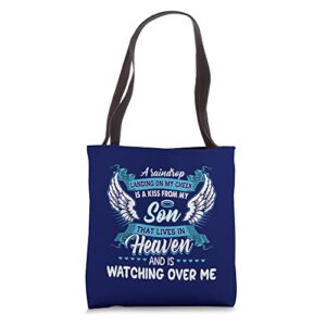 my son lives in heaven and is watching over me, miss my son tote bag