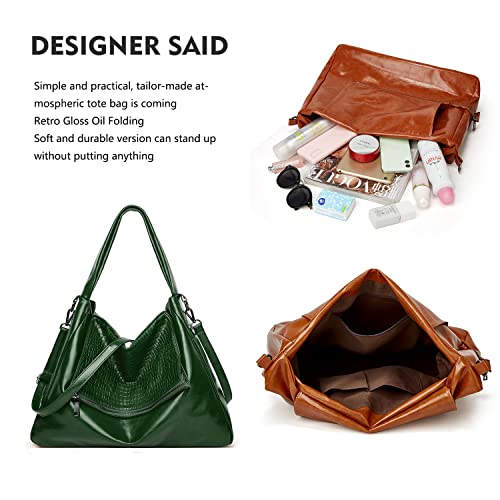 KKP Shoulder Crossbody Hobo Bags for Women, Large Faux Leather Handbags Zipper Purse