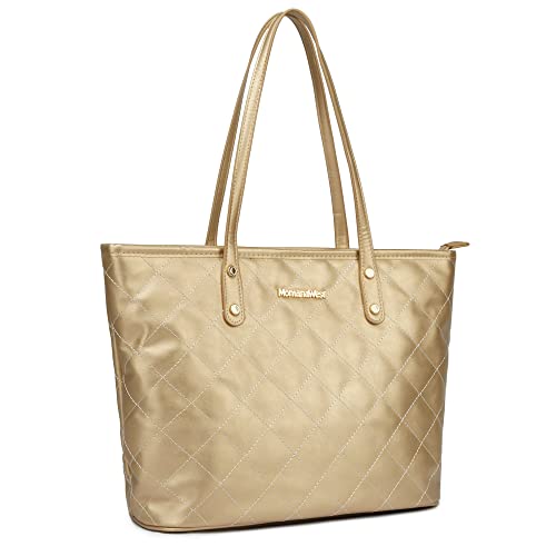 Montana West Quilted Handbag for Women Vegan Leather Tote Purse Shoulder Bag Large Fashion Satchel Hobo Purse MWC-084GD