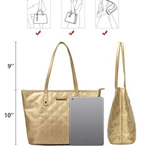 Montana West Quilted Handbag for Women Vegan Leather Tote Purse Shoulder Bag Large Fashion Satchel Hobo Purse MWC-084GD