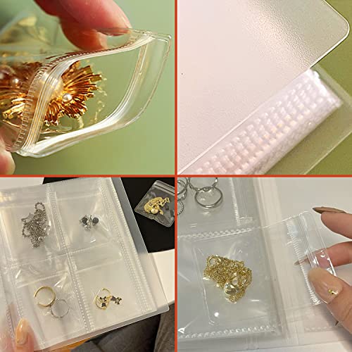 Transparent Jewelry Storage Book, Jewelry Organizer Travel, Jewelry Organizer for Rings, Necklace, Bracelets, Earrings, Portable Anti Oxidation Travel Jewelry Organizer Book (160 Grids + 50 PVC Bags)