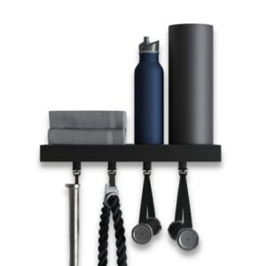 ekklektic 16 inch tonal accessory floating shelf black – with 4 brackets/mounts/clips pre-installed