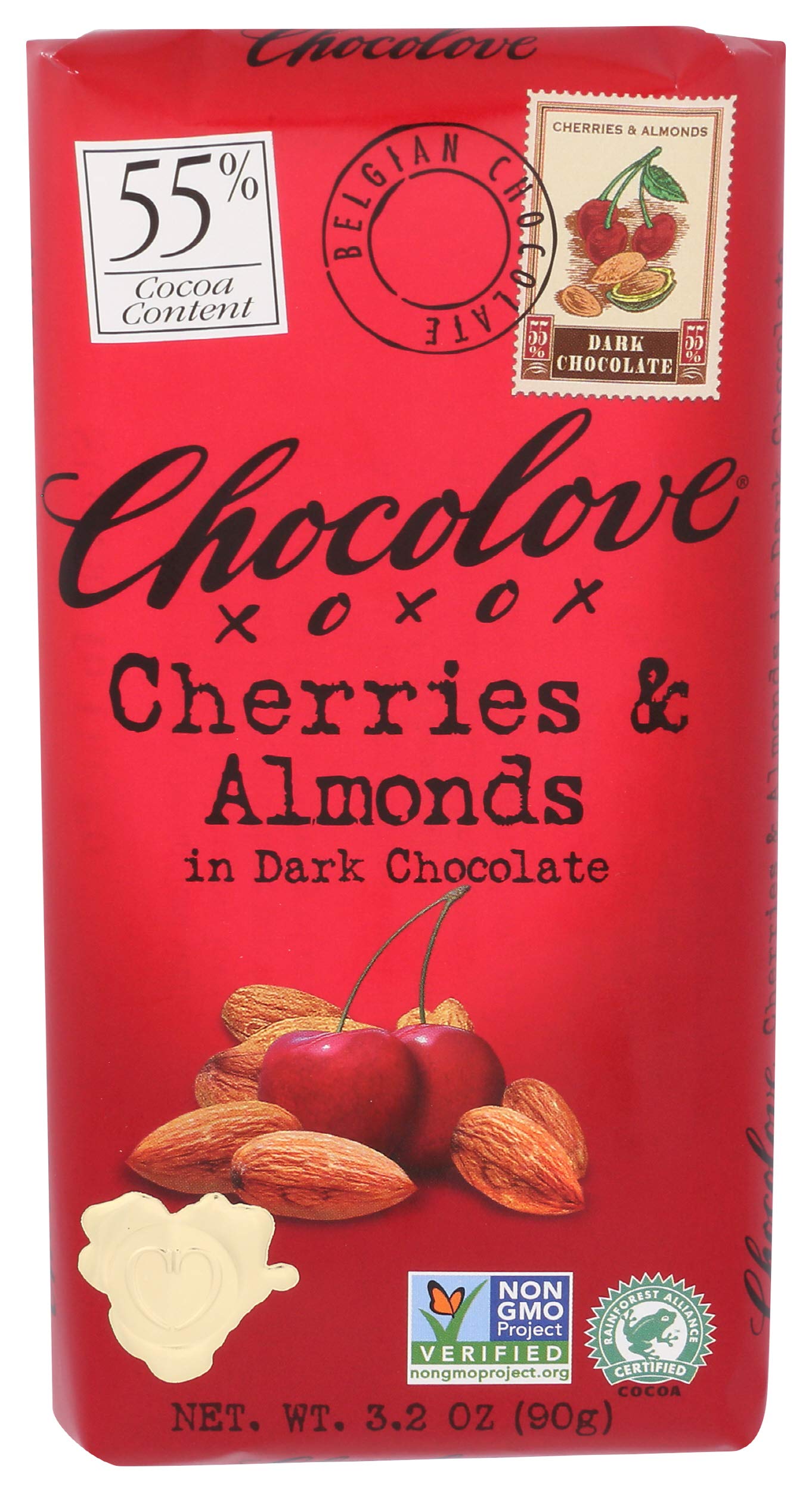 Chocolove, Chocolate Bar Dark Cherry & Almond, 3.2 oz