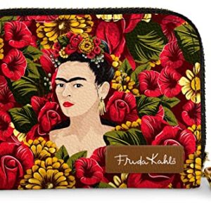 Monarque RFID Zippered Wallet Signature Collection (Frida Kahlo Rose Portrait)