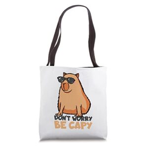 don’t worry be capy capybara tote bag