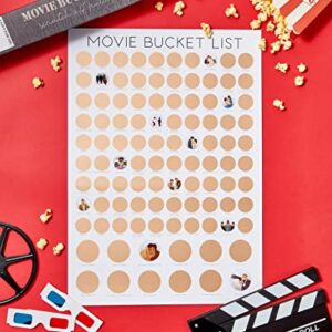 100 Movies Scratch Off Poster Bucket List - Top Films of All Time - Includes 12 Unique Sagas - Must See Movies - Gift for Movie Lovers - 16.5" x 23.4" - Gifts for Him, Gifts for the Couple
