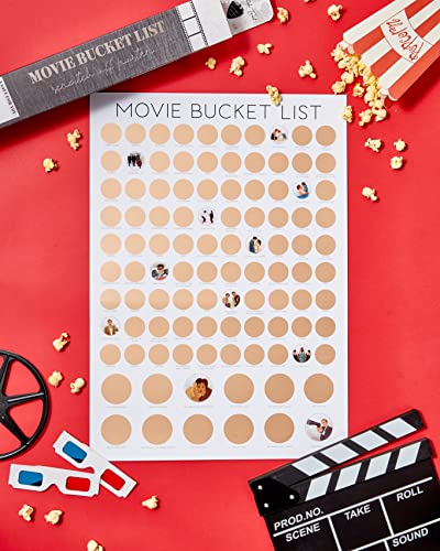 100 Movies Scratch Off Poster Bucket List - Top Films of All Time - Includes 12 Unique Sagas - Must See Movies - Gift for Movie Lovers - 16.5" x 23.4" - Gifts for Him, Gifts for the Couple