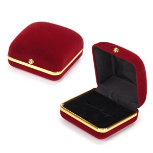 bi fang velvet ring box jewelry gift boxes for thanksgiving,birthday, wedding christmas jewelry showcase displays, (wine red)