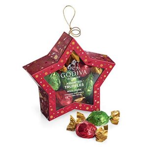 godiva chocolatier assorted chocolate truffles filled star ornament, holiday collection, 10 pc.
