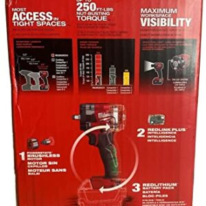 Milwaukee FUEL 2854-20 3/8 Brushless Cordless Impact Wrench Volt (Bare Tool Only), Red