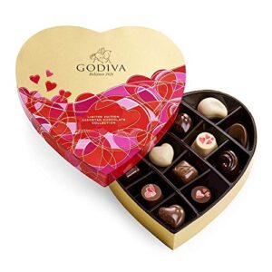 godiva chocolatier valentine’s heart assorted chocolate gift box, 14 pc.