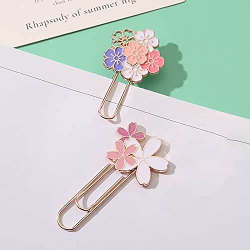 Tainrunse Paper Clip Cute Exquisite Bookmark Cherry Blossom Decorative Clip B