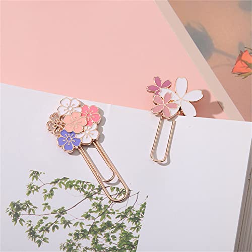 Tainrunse Paper Clip Cute Exquisite Bookmark Cherry Blossom Decorative Clip B