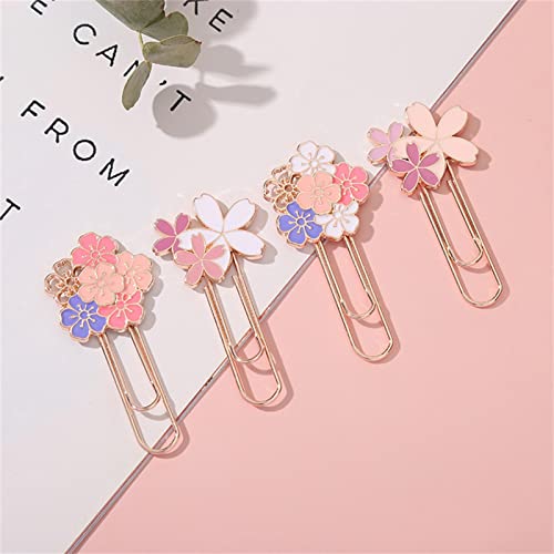 Tainrunse Paper Clip Cute Exquisite Bookmark Cherry Blossom Decorative Clip B