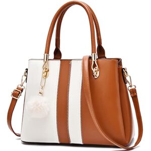 handbags pu leather satchel bag purse for women ladies shoulder bags top handle tote brown
