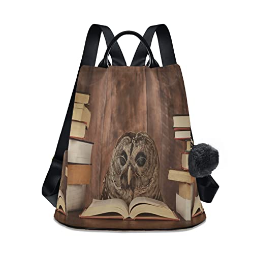 ALAZA Owl Reading Book Large Women's Fashion Casual Backpack Purse Shoulder Travel Bag