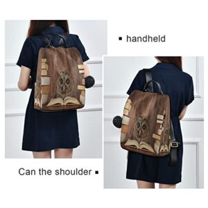 ALAZA Owl Reading Book Large Women's Fashion Casual Backpack Purse Shoulder Travel Bag