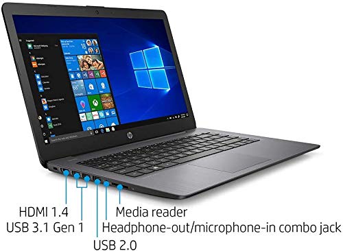 2021 HP Stream 14" HD Laptop Computer, Intel Celeron N4020 Processor, 4GB RAM, 64GB eMMC, HD Audio, HD Webcam, Intel UHD Graphics 600, 1 Year Office, HDMI, Win 10 S, Black, 128GB SnowBell USB Card