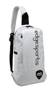 edge sports unisex crossbody sling bag day bag for the gym, hiking, running, training, and travel (white)