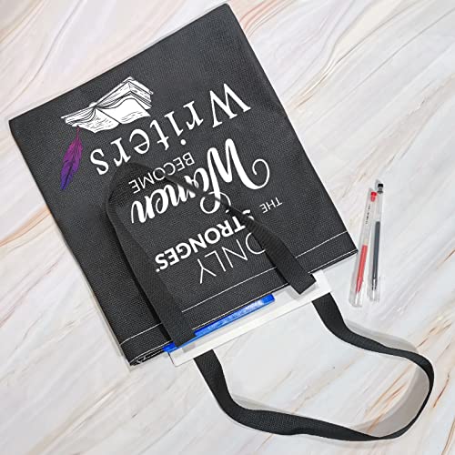 MBMSO Writer Tote Bag only the Strongest Women Become Writers Gifts Author Shoulder Bag Novelist Editor Gifts Canvas Bag (Writer Tote Bag black)