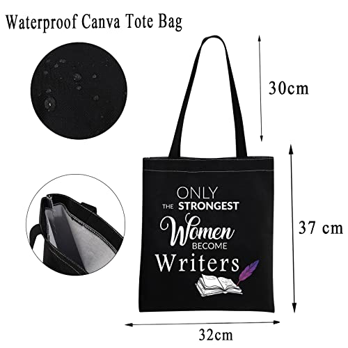 MBMSO Writer Tote Bag only the Strongest Women Become Writers Gifts Author Shoulder Bag Novelist Editor Gifts Canvas Bag (Writer Tote Bag black)