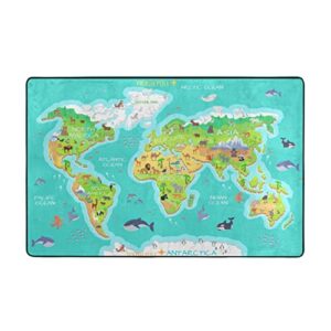 yeahspace world map rug 60×39 inch learning game study room classroom library playroom decoration-cartoon world map