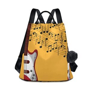 ALAZA Music Note Guitar Yellow Large Women's Fashion Casual Backpack Purse Shoulder Travel Bag