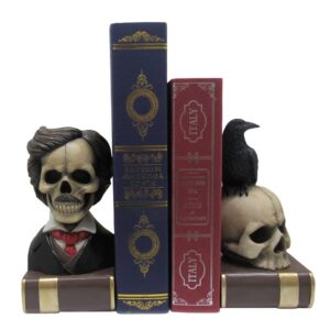 world of wonders forgotten lore poe 7.15″ bookend gothic themed decor figurine bookend to organize books, novels, and magazines inside your home and office