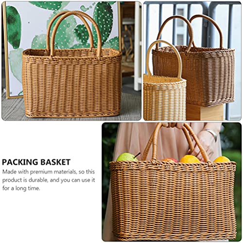 FOMIYES Picnic Basket: Rattan Woven Basket with Handles Willow Woven Picnic Hamper, Artistic Handbags for Shopping, Market, Picnic, Bag Summer Beach Bag