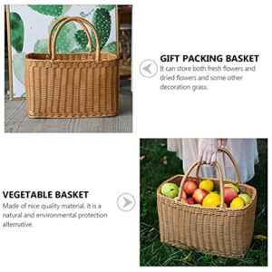 FOMIYES Picnic Basket: Rattan Woven Basket with Handles Willow Woven Picnic Hamper, Artistic Handbags for Shopping, Market, Picnic, Bag Summer Beach Bag