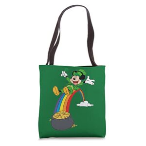 disney mickey mouse rainbow green st. patrick’s day tote bag