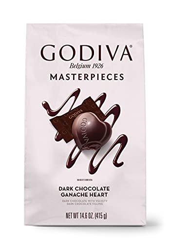 Godiva Chocolatier Masterpieces Dark Chocolate Ganache Hearts Gift Box, Set of 4