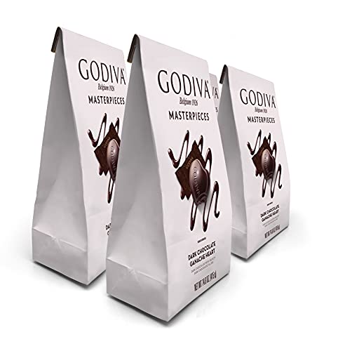 Godiva Chocolatier Masterpieces Dark Chocolate Ganache Hearts Gift Box, Set of 4