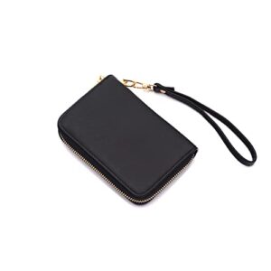 lovesome womens small zip around wristlet wallet(black)
