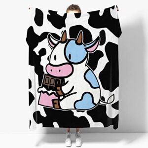ausmart cute cow print throw blanket flannel microfiber luxury warm soft cozy blanket for couch, car, bed sofa dorm water beds gift x-small 40x30in ( toddler ) pet