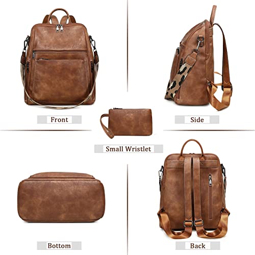 AGLOD Leather Backpack Purse for Women Fashion Ladies Multipurpose Designer Handbags Shoulder Bag Teens Girls Travel Bag Casual Daypacks with Wristlet