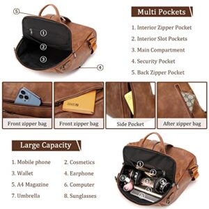 AGLOD Leather Backpack Purse for Women Fashion Ladies Multipurpose Designer Handbags Shoulder Bag Teens Girls Travel Bag Casual Daypacks with Wristlet