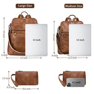 AGLOD Leather Backpack Purse for Women Fashion Ladies Multipurpose Designer Handbags Shoulder Bag Teens Girls Travel Bag Casual Daypacks with Wristlet