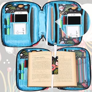 Bible Covers for Women Floral Scripture Bible Case Portable Protective Bible Carrier Bag with Handle and Zippered Back Pocket Bookmark for Women Girls Outdoor Study Accessories