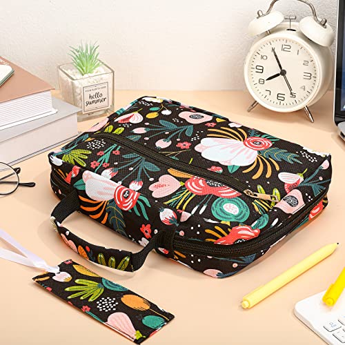 Bible Covers for Women Floral Scripture Bible Case Portable Protective Bible Carrier Bag with Handle and Zippered Back Pocket Bookmark for Women Girls Outdoor Study Accessories