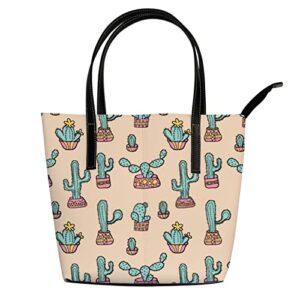 Fashionable women's handbag tote bag, Cactus Pattern 2printed shoulder bag is light and durable