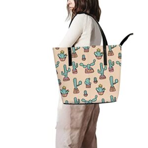 Fashionable women's handbag tote bag, Cactus Pattern 2printed shoulder bag is light and durable